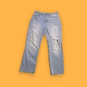 Madewell The Perfect Vintage Jean Light Wash Cotton Spandex Raw Hem Size 30